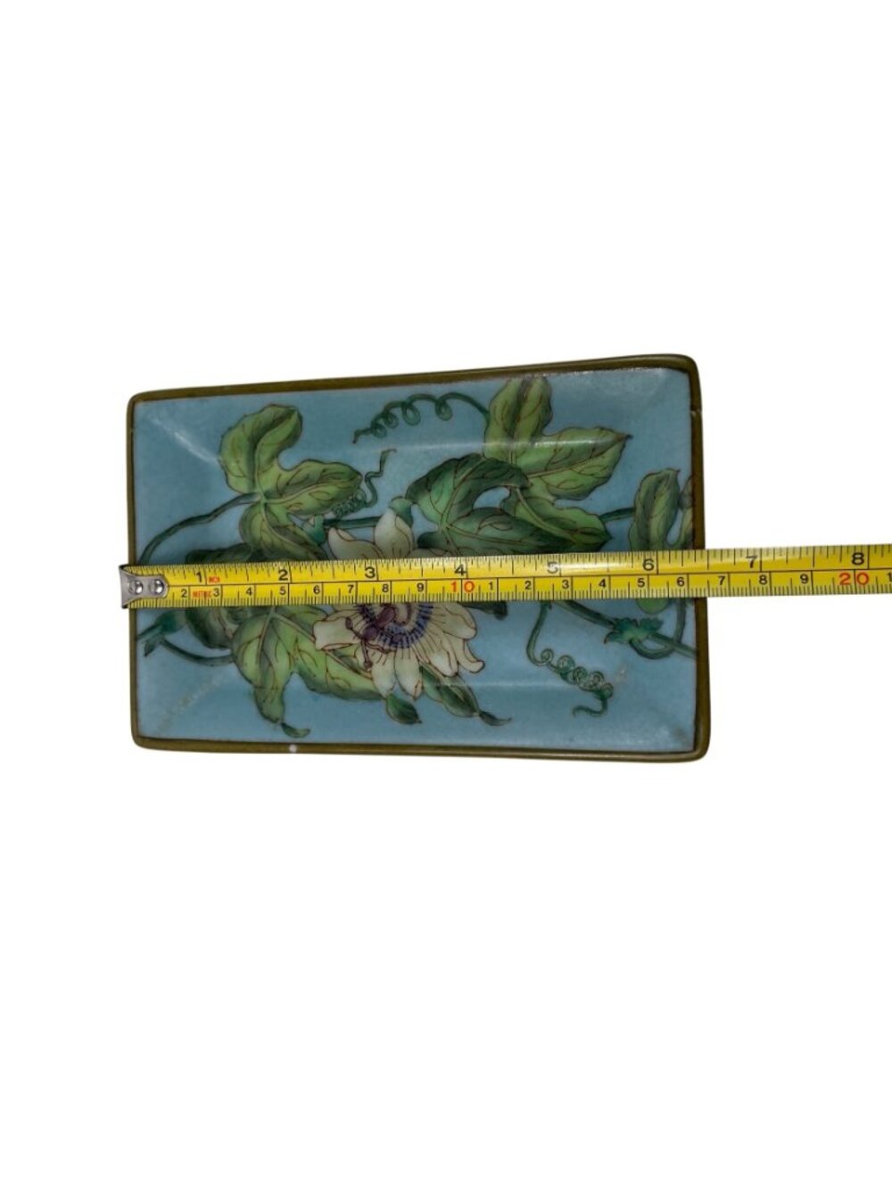 Hand-Painted HomArt Rectangular Ceramic Tray Passionflower Design Decorative - Picture 8 of 10